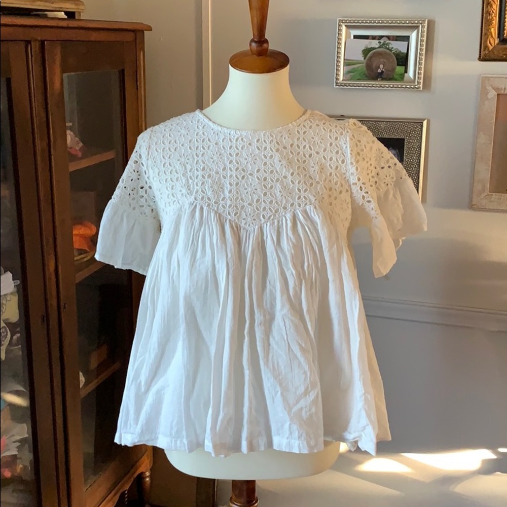 Target Eyelet Flounce Ruffle Blouse XS/S